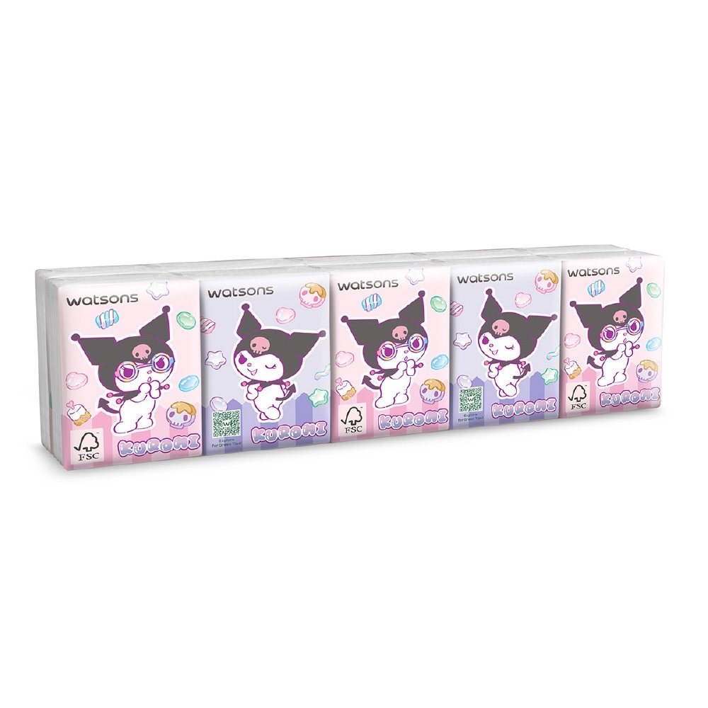 Sanrio Kuromi Velvety Mini Hankies (3 Ply x 10s x 10 Packs) x 30s (Carton)