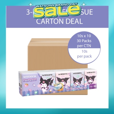 WATSONS - Sanrio Kuromi Velvety Mini Hankies (3 Ply x 10s x 10 Packs) x 30s (Carton)
