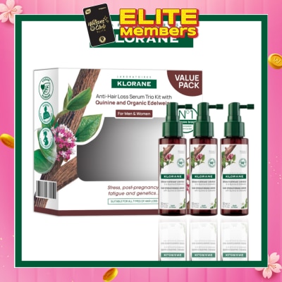 KLORANE Anti-Hair Loss Quinine & Organic Edelweiss Serum Trio Kit 3s x 100ml