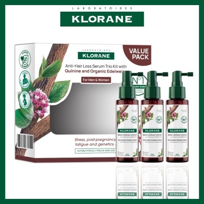 KLORANE Anti-Hair Loss Quinine & Organic Edelweiss Serum Trio Kit 3s x 100ml