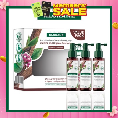 KLORANE Anti-Hair Loss Quinine & Organic Edelweiss Serum Trio Kit 3s x 100ml