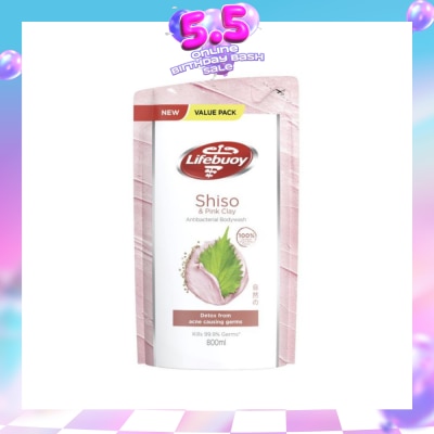 LIFEBUOY - Lifebuoy Pink Clay & Shiso Anti-bacterial Body Wash Refill 800ml