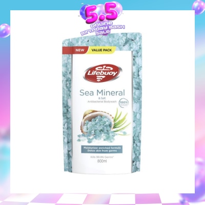 LIFEBUOY - Lifebuoy Sea Minerals & Salt Anti-Bacterial Body Wash Refill 800ml