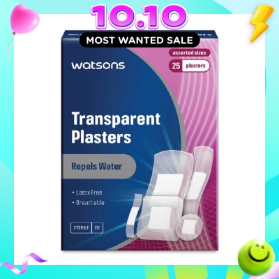 WATSONS Transparent Sterile Plaster Breathable Latex Free Assorted Sizes 25s image