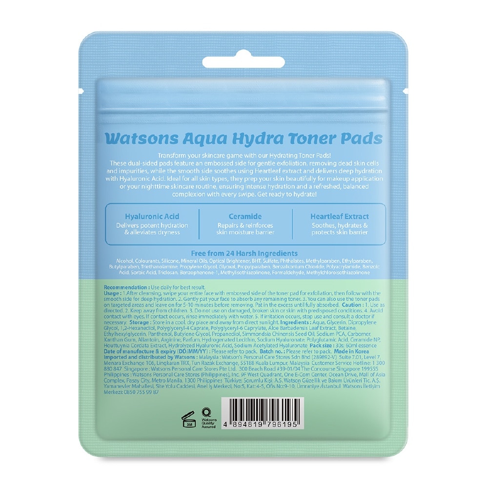 Aqua Hydra Toner Pads 30s