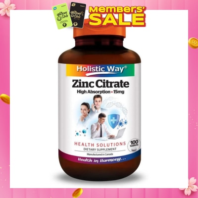 HOLISTIC WAY Zinc Citrate High Absorption 15mg (Maintain Healthy Skin and Immune Function) 100s