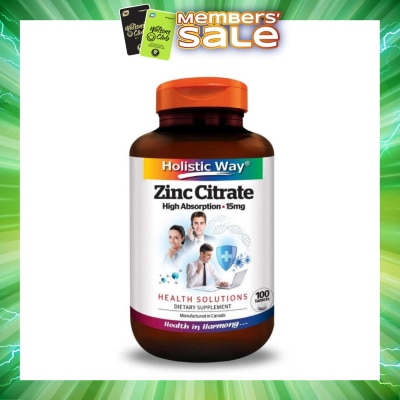 HOLISTIC WAY - Zinc Citrate High Absorption 15mg (Maintain Healthy Skin and Immune Function) 100s