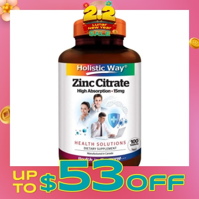 HOLISTIC WAY Zinc Citrate High Absorption 15mg (Maintain Healthy Skin and Immune Function) 100s