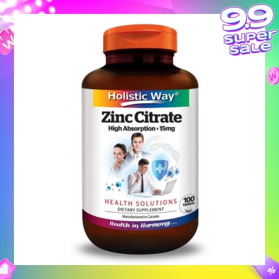 HOLISTIC WAY Zinc Citrate High Absorption 15mg (Maintain Healthy Skin and Immune Function) 100s