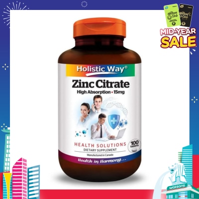 HOLISTIC WAY Zinc Citrate High Absorption 15mg (Maintain Healthy Skin and Immune Function) 100s