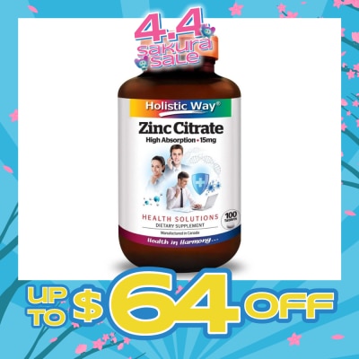 HOLISTIC WAY - Zinc Citrate High Absorption 15mg (Maintain Healthy Skin and Immune Function) 100s