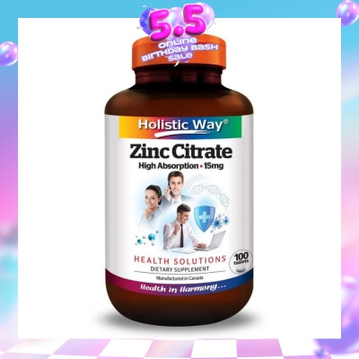 HOLISTIC WAY - Zinc Citrate High Absorption 15mg (Maintain Healthy Skin and Immune Function) 100s