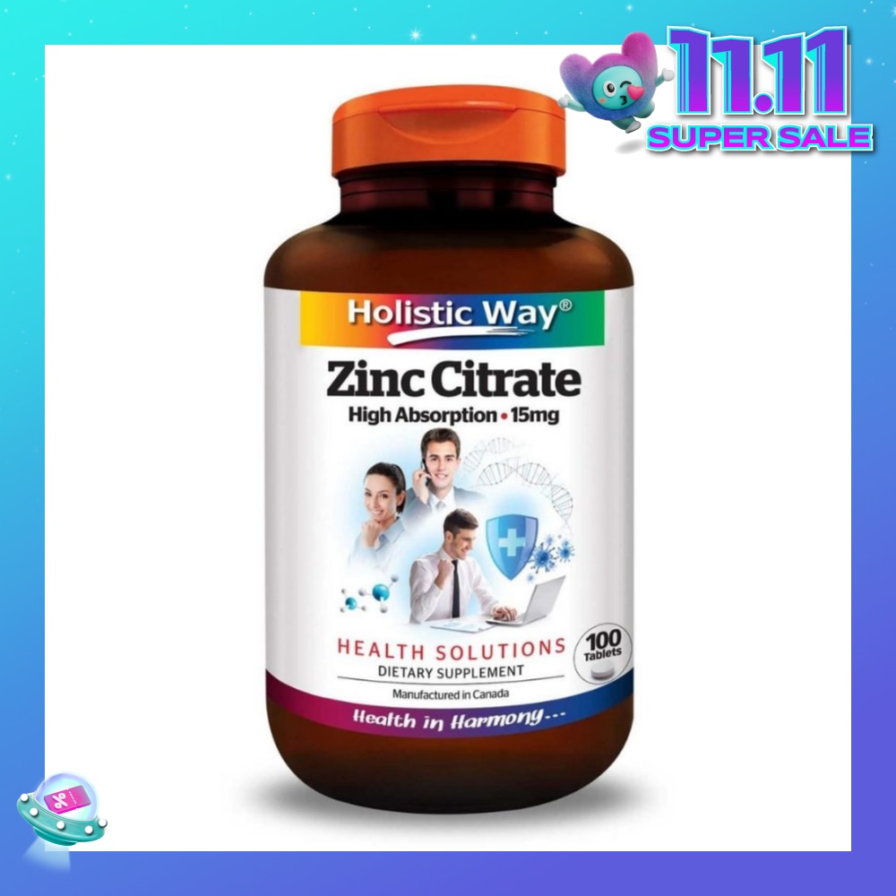 Zinc Citrate High Absorption 15mg (Maintain Healthy Skin and Immune Function) 100s