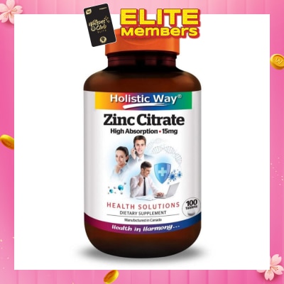 HOLISTIC WAY Zinc Citrate High Absorption 15mg (Maintain Healthy Skin and Immune Function) 100s