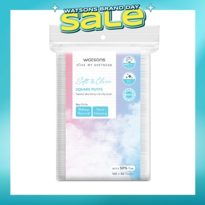 WATSONS - Soft & Clean Square Facial Puffs 160s + 80s (50% Free)