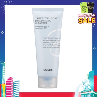 COSRX Hydrium Triple Hyaluronic Moisture Cleanser (Moisturise and Rid Skin of Makeup Residue and Impurities) 150ml
