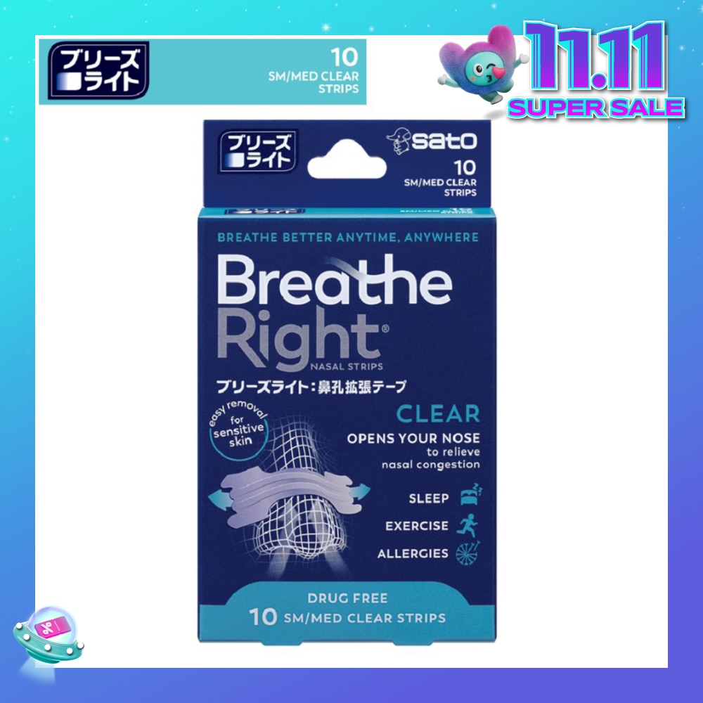 Breathe Right Nasal Strips Clear 10s
