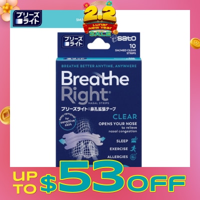 SATO Breathe Right Nasal Strips Clear 10s