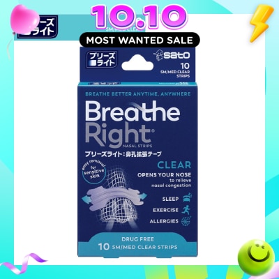 SATO Breathe Right Nasal Strips Clear 10s image