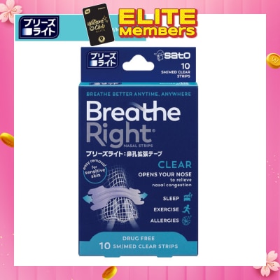 SATO Breathe Right Nasal Strips Clear 10s