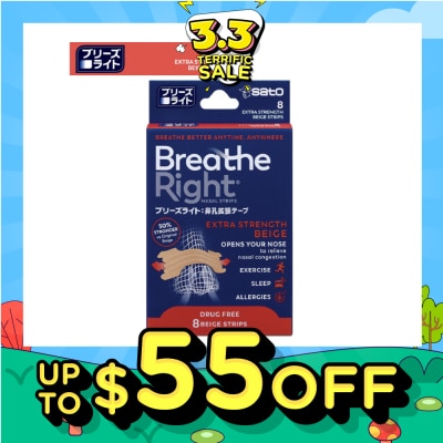 SATO Breathe Right Nasal Strips Drug Free 8s