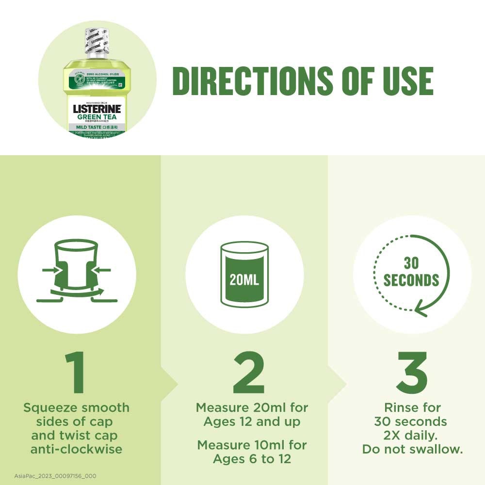 Green Tea Mouthwash TwinPack With Tumbler (Non-alcohol formula) 2 x 1L