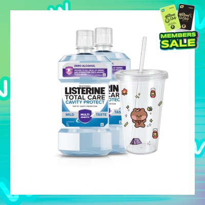 LISTERINE Total Care Cavity Mouthwash TwinPack With Tumbler 2 x 1L