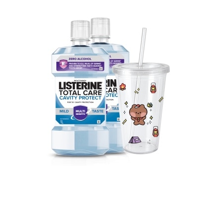 LISTERINE Total Care Cavity Mouthwash TwinPack With Tumbler 2 x 1L