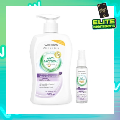 WATSONS Antibacterial Anti-Bacterial Calming Hand Wash + Hand Sanitiser Spray Bundle Packset 1s