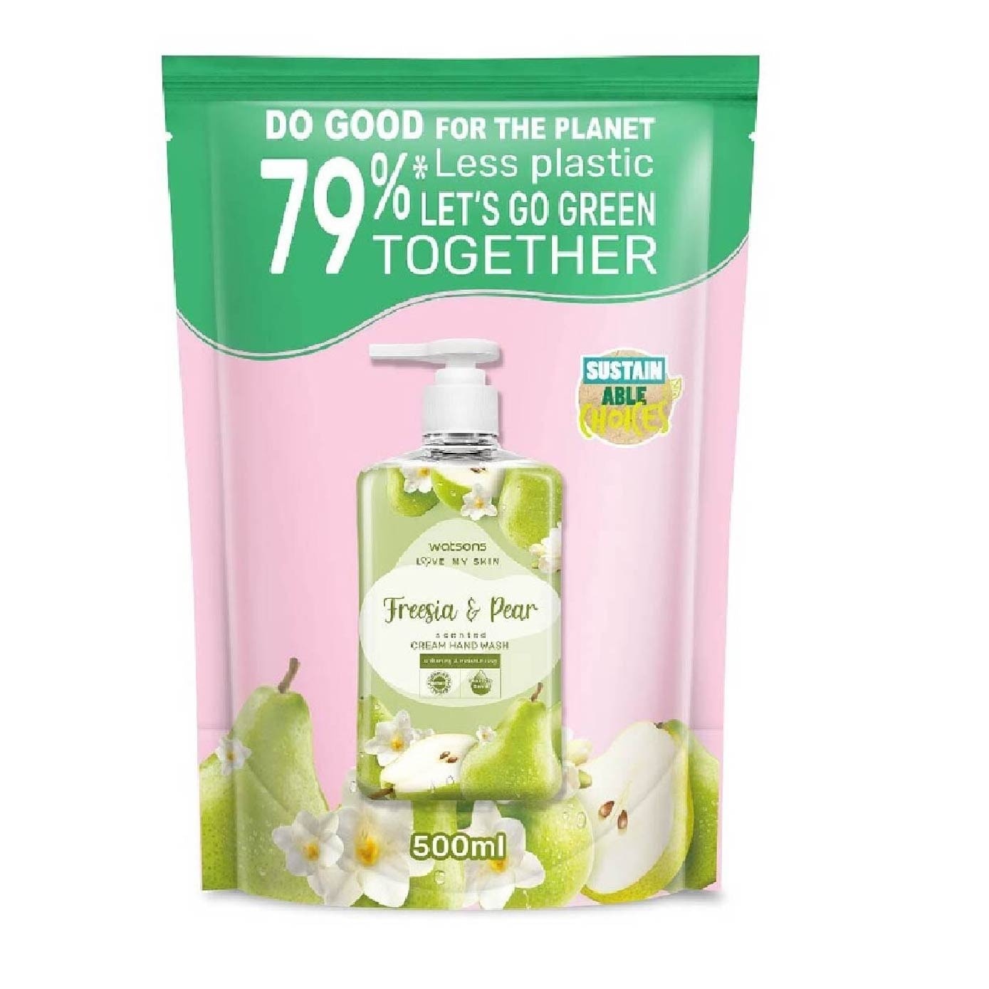 Freesia & Pear Scented Hand Wash & Refill 500ml Bundle Packset 1s