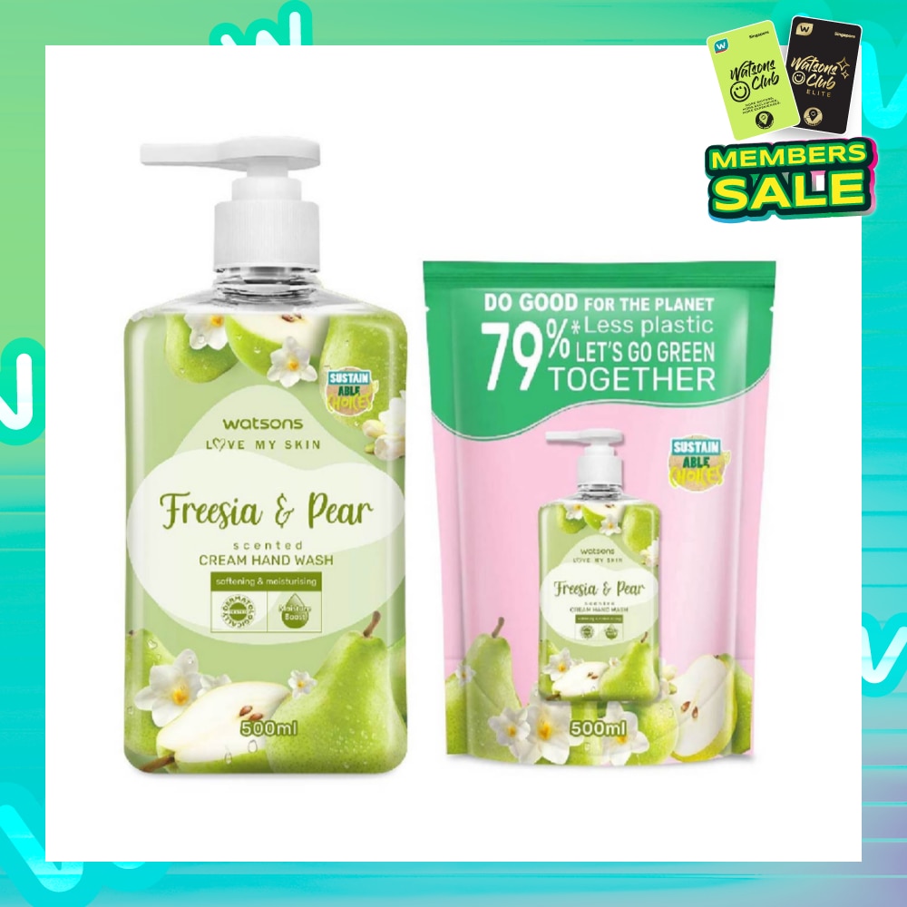 Freesia & Pear Scented Hand Wash & Refill 500ml Bundle Set 1s