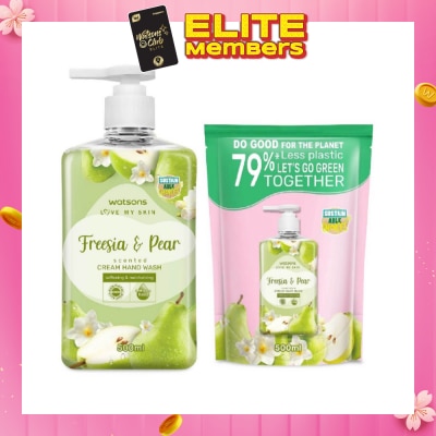 WATSONS Freesia & Pear Scented Hand Wash & Refill 500ml Bundle Set 1s