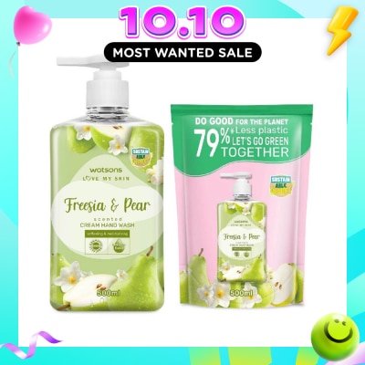 WATSONS Freesia & Pear Scented Hand Wash & Refill 500ml Bundle Set 1s image
