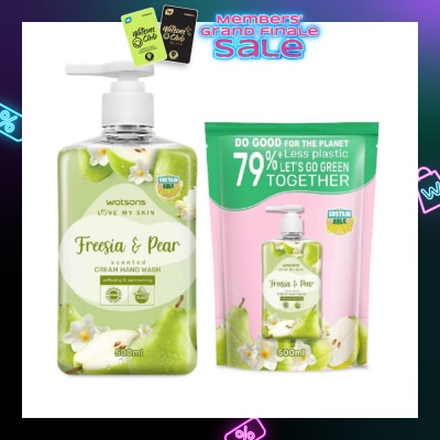 WATSONS Freesia & Pear Scented Hand Wash & Refill 500ml Bundle Set 1s