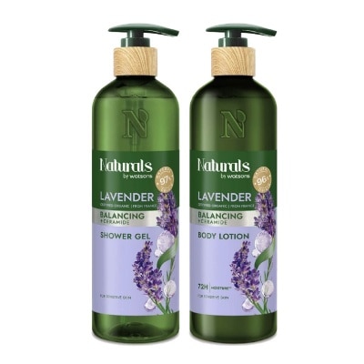 NATURALS BY WATSONS Lavender Balancing Body Lotion & Shower Gel 490ml Bundle Packset 1s