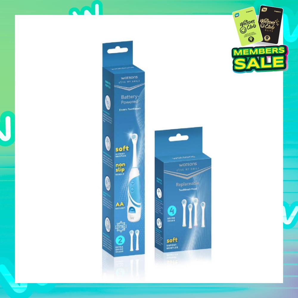 Battery Operated Electric Toothbrush & Toothbrush Replacement Head Bundle Set 1s