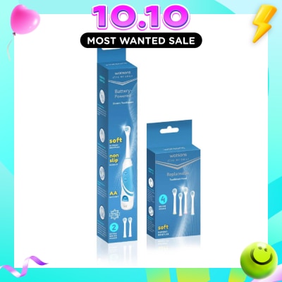 WATSONS Battery Operated Electric Toothbrush & Toothbrush Replacement Head Bundle Set 1s image