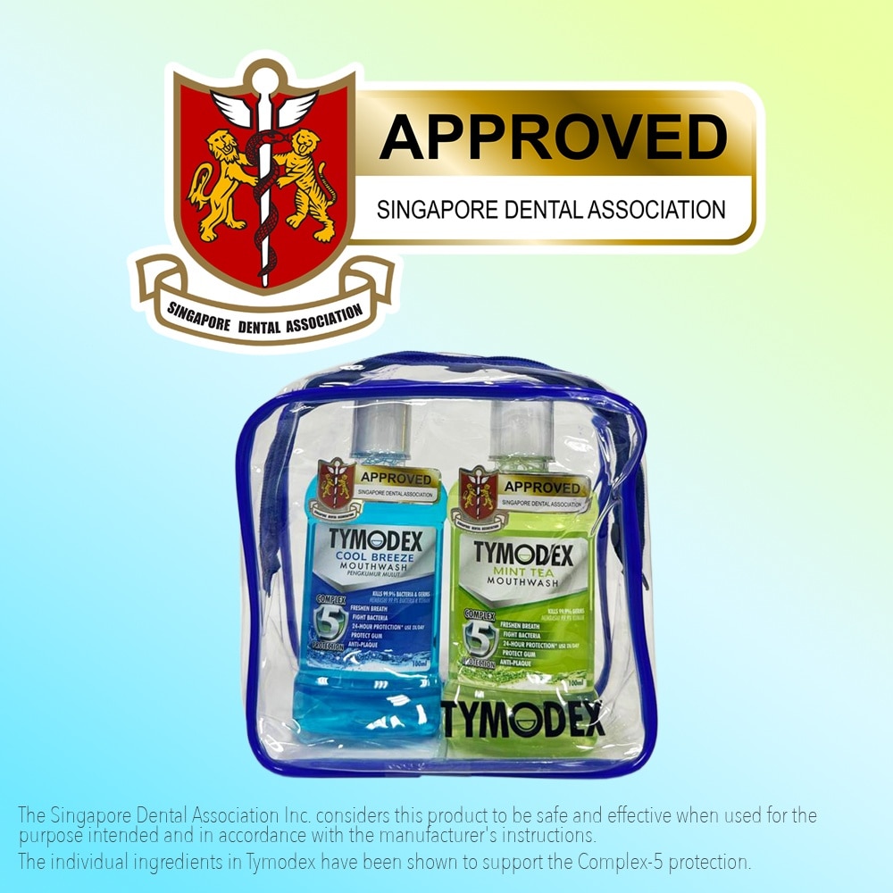 Mouthwash Travel Kit Packset Cool Breeze & Mint Tea Flavour 100ml x 2s