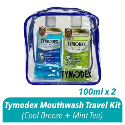 TYMODEX Mouthwash Travel Kit Packset Cool Breeze & Mint Tea Flavour 100ml x 2s