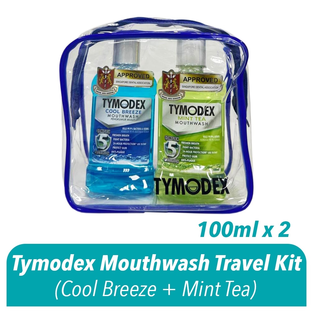 Mouthwash Travel Kit Packset Cool Breeze & Mint Tea Flavour 100ml x 2s