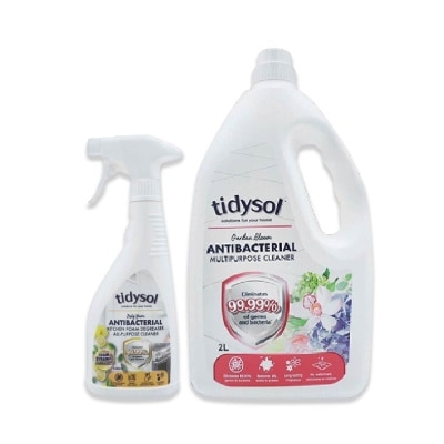 TIDYSOL Anti Bacterial Zesty Yuzu Kitchen Foam Degreaser & Garden Bloom Multipurpose Cleaner Bundle Set 1s