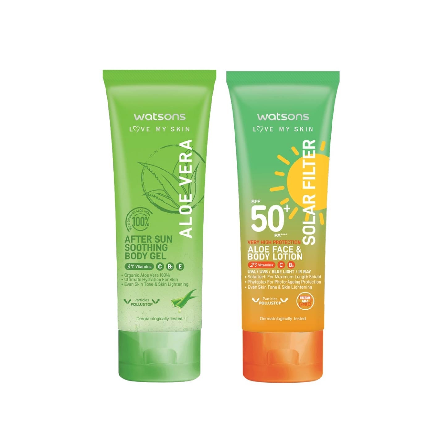 Love My Skin Solar Filter Aloe Face & Body Lotion + Body Gel 100ml Bundle Set 1s