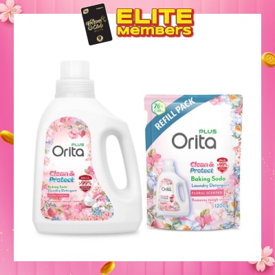 ORITA Baking Soda Laundry Detergent & Baking Soda Antibacterial Laundry Detergent Floral Scented Bundle Set 1s