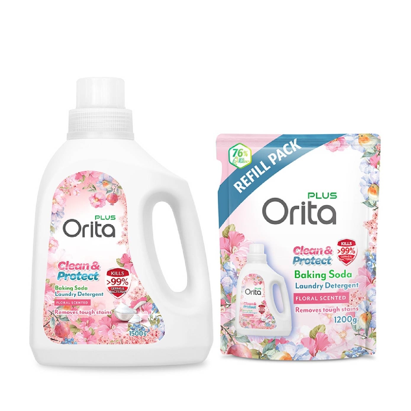 Baking Soda Laundry Detergent & Baking Soda Antibacterial Laundry Detergent Floral Scented Bundle Packset 1s