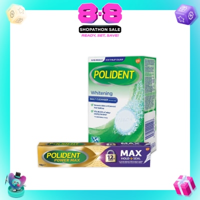 POLIDENT - Denture Adhesive Cream + Care & Cleanser Tablet Bundle Set 1s