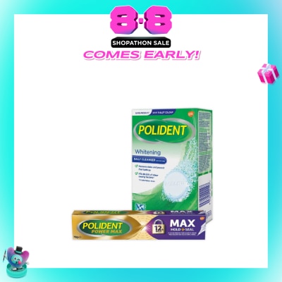 POLIDENT - Denture Adhesive Cream + Care & Cleanser Tablet Bundle Set 1s
