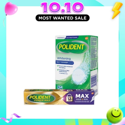 POLIDENT Denture Adhesive Cream + Care & Cleanser Tablet Bundle Set 1s image