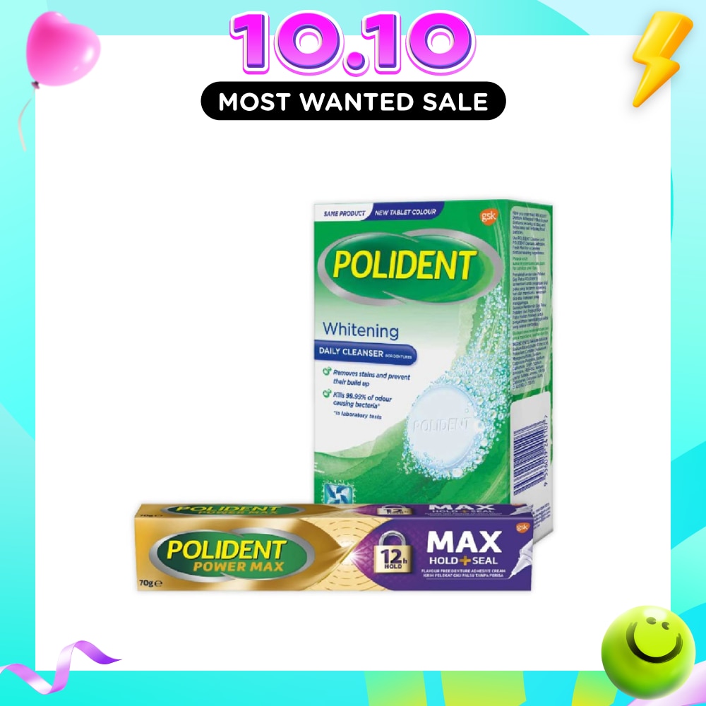 Denture Adhesive Cream + Care & Cleanser Tablet Bundle Set 1s image