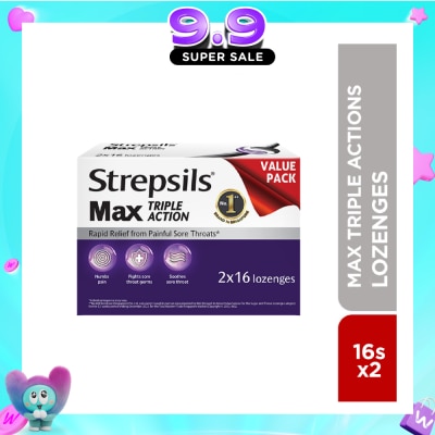 STREPSILS - Max Triple Action Blackcurrant Lozenges Value Pack 16s x 2s image