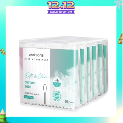 WATSONS X-Flower Soft & Clean Cotton Buds 80s x 6